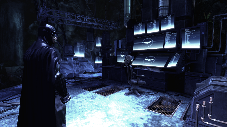 Batman em sua sala de controle em Arkham Asylum (Foto: reprodução)