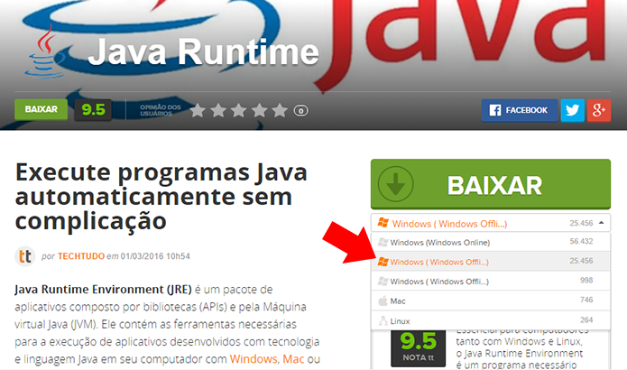 Selecione o Java Offline (Foto: Reprodução/Paulo Alves)
