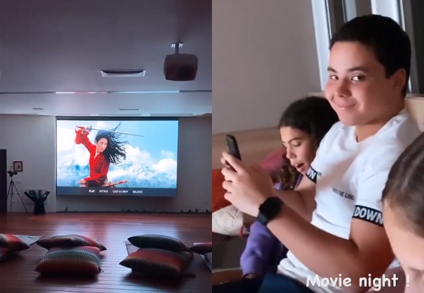 Celina Locks tem noite de filmes com enteados, filhos de Ronaldo (Foto: Reprodução/Instagram)