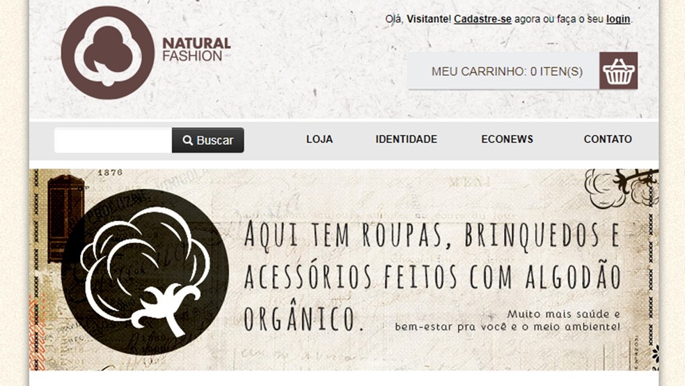 Fashion Natural vende quase 100% dos produtos feitos com algodão colorido pela internet — Foto: Reprodução/naturalfashion.com.br/loja