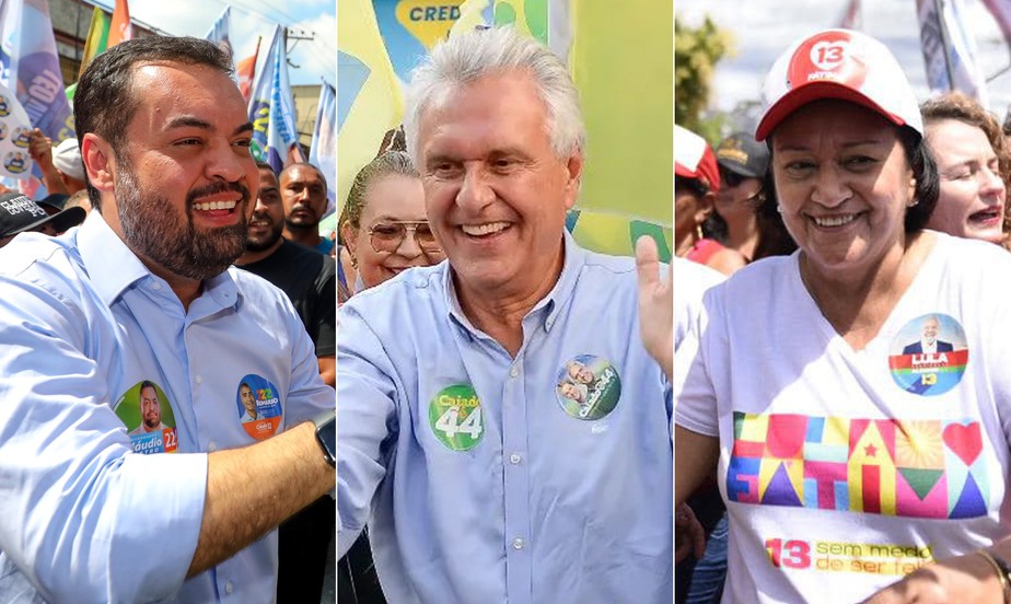 Cláudio Castro (PL), no Rio, Ronaldo Caiado (União), em Goiás, e Fátima Bezerra (PT), no Rio Grande do Norte, estão entre os governadores que lideram disputas em seus estados