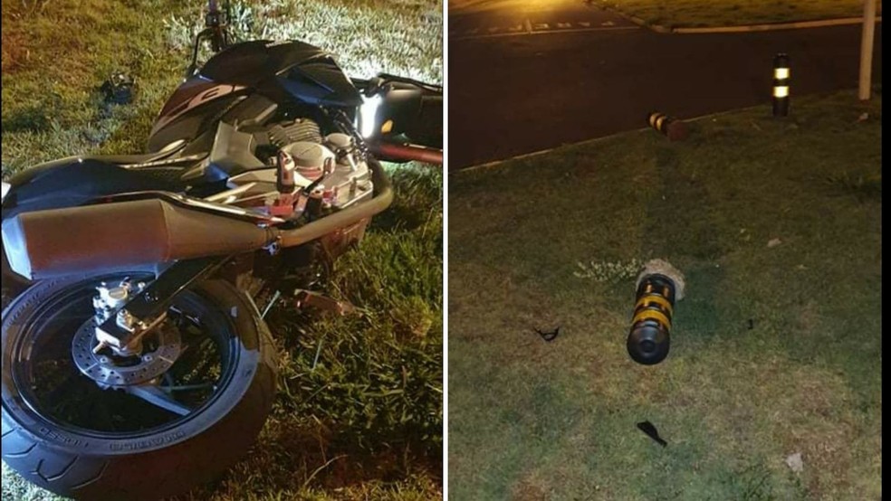 Segundo a Polícia Civil, um Rodrigo Motta Tangza, de 37 anos perdeu o controle da moto e atingiu as estruturas de proteção na sarjeta e uma placa de sinalização — Foto: Luis Magesto /Arquivo Pessoal