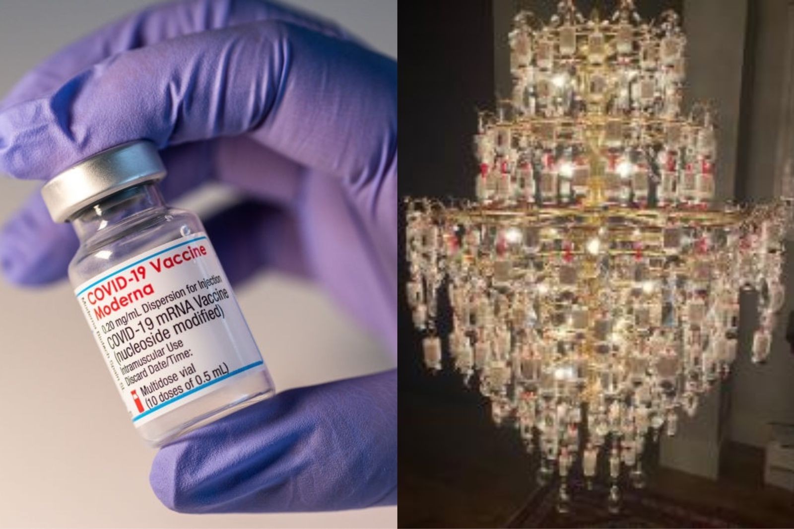Enfermeira usa ampolas vazias de vacina contra a COVID-19 para criar obra de arte (Foto: Reprodução/Instagram/Getty Images)