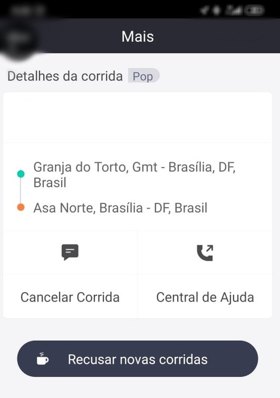 Registro da última corrida feito pelo motorista de aplicativo Maurício Cuquejo Sodré antes de ser assassinado no DF — Foto: Reprodução