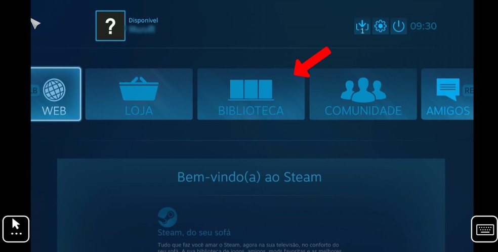 Acesse o menu "Biblioteca" — Foto: Reprodução/Nicollas Ribeiro