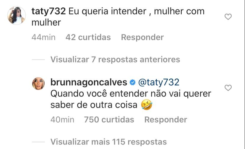 Brunna Gonçalves rebate críticas sobre vídeo romântico com Ludmilla (Foto: Reprodução Instagram)