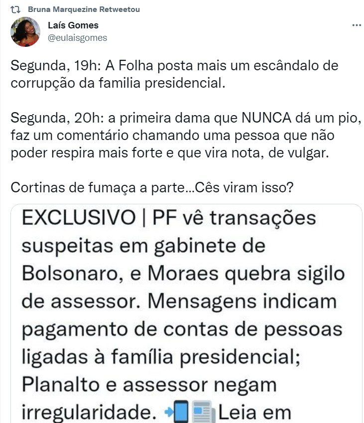 Michelle reage após fala de jornalista sobre a filha