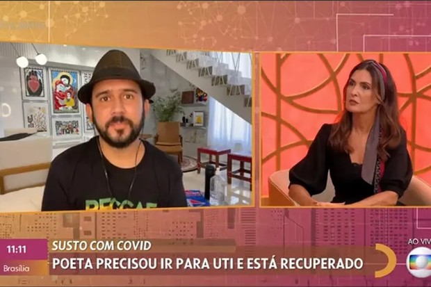 Recuperado de Covid-19, Bráulio Bessa participa do Encontro (Foto: Reprodução/TV Globo)