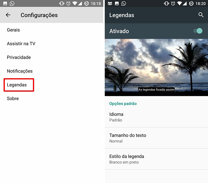 YouTube para Android traz configurações de legenda dentro do aplicativo (Foto: Reprodução/Elson de Souza
