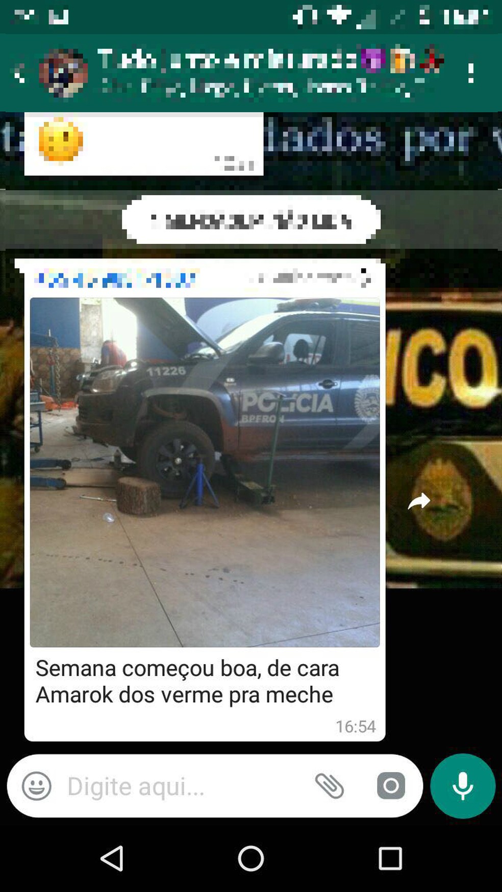 Suspeito fez a postagem em um grupo do WhatsApp na segunda-feira (23); &agrave; pol&iacute;cia ele disse ter sido uma 'imaturidade' (Foto: Reprodu&ccedil;&atilde;o)