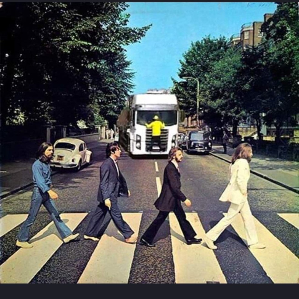 Imagem de bolsonarista em caminhão aparece em montagem na Abbey Road — Foto: Reprodução