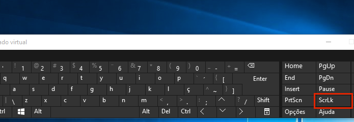 Tecla Scroll Lock desativada no teclado virtual do Windows (Foto: Reprodução/Edivaldo Brito)