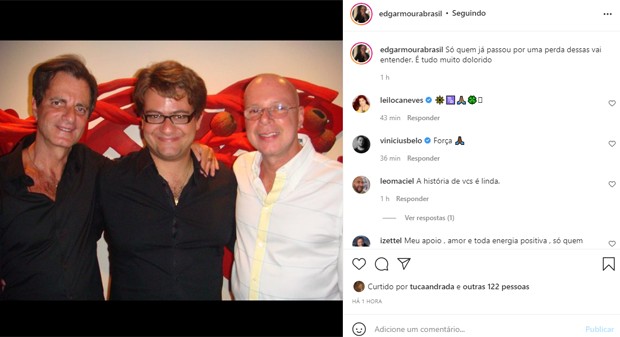 Edgar Moura Brasil posta após morte do marido, o autor Gilberto Braga (Foto: Reprodução/Instagram)