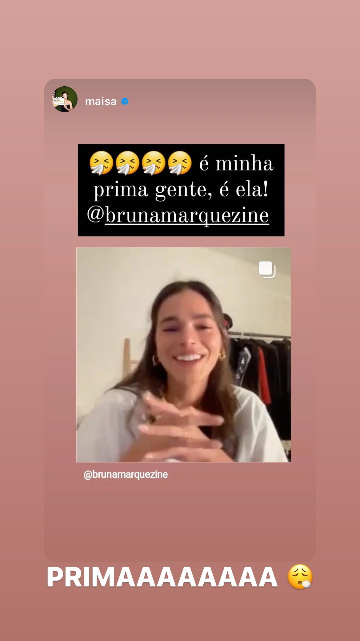 Bruna Marquezine recebe parabéns após entrar para elenco de Besouro Azul, da DC (Foto: Reprodução/Instagram)