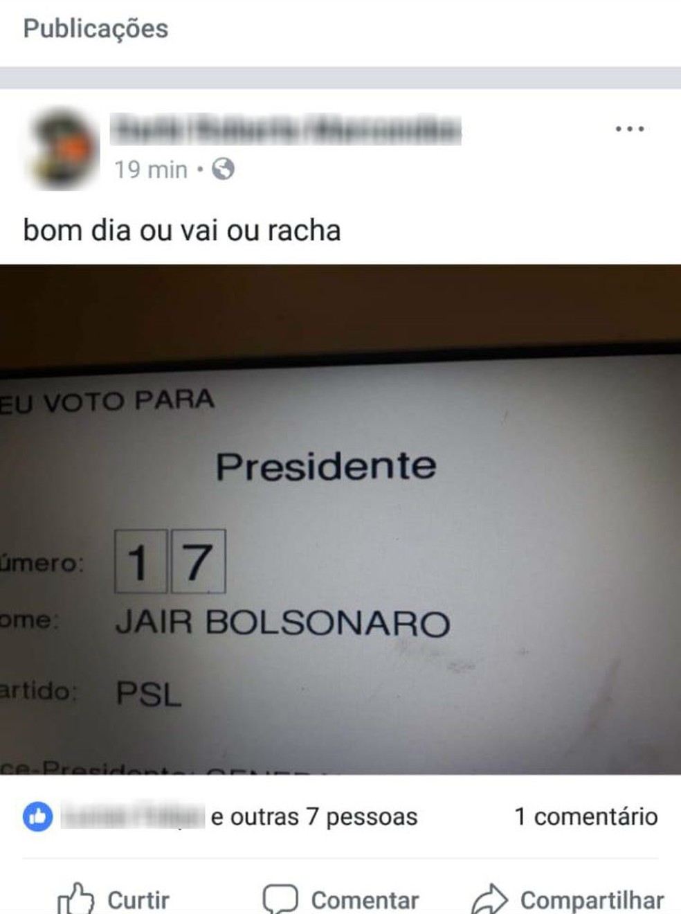 Eleitor do ParanÃ¡ Ã© preso depois de postar no Facebook foto do voto na urna  â€” Foto: ReproduÃ§Ã£o/Facebook