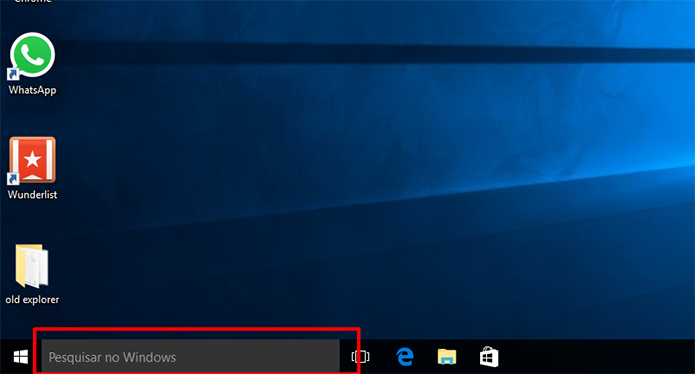Clique na caixa de pesquisa do Windows 10 para abrir a Cortana (Foto: Reprodução/Elson de Souza)
