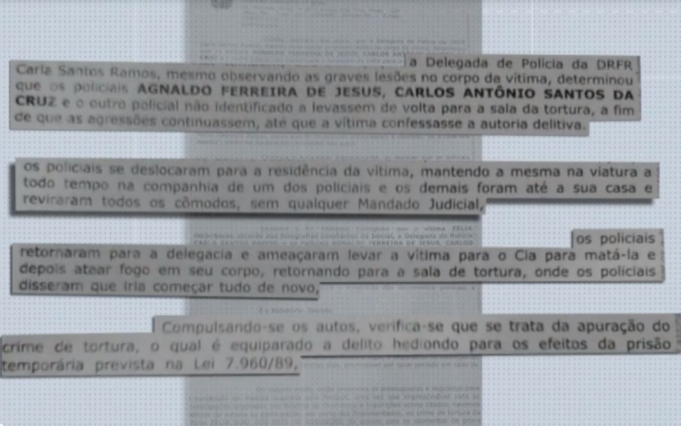 Boletim de ocorrência registrado por mulher contra os policiais relata agressões com chutes, socos e até dedo quebrado — Foto: Reprodução/TV Bahia