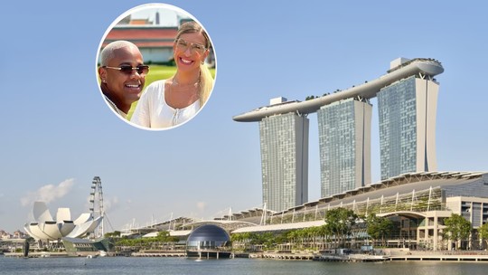 Em Singapura, Lore Improta e Léo Santana se hospedam em um dos hotéis mais luxuosos do mundo