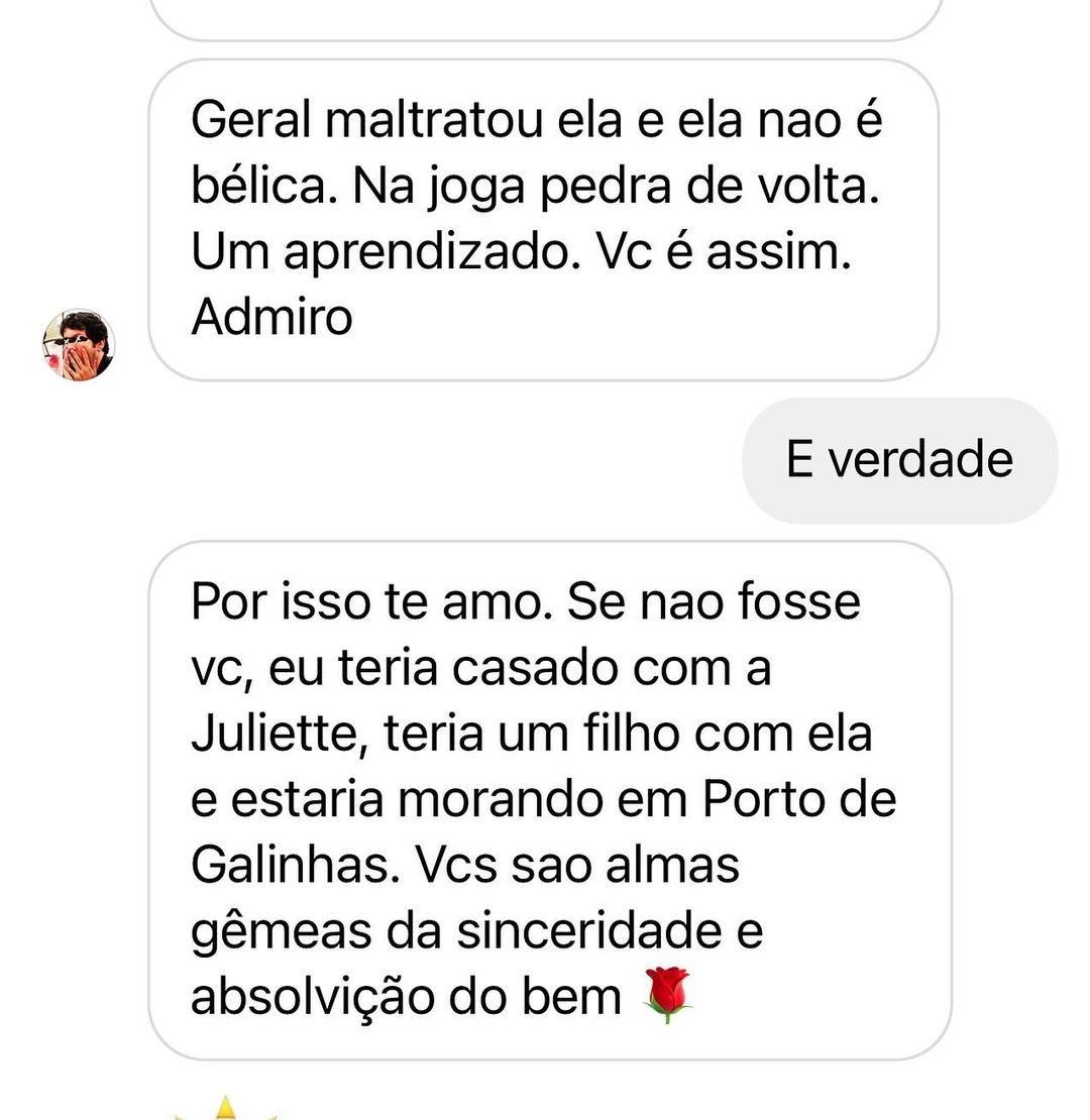 Ingrid Guimarães mostra troca de mensagens sobre o BBB21 com o marido (Foto: Reprodução/Instagram)