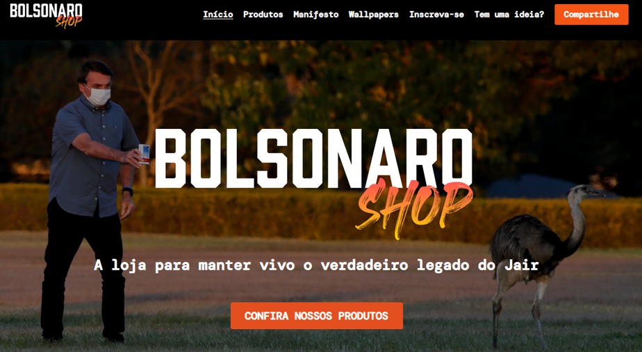 'Bolsonaro Shop' é uma sátira a loja do ex-presidente 'Bolsonaro Store'