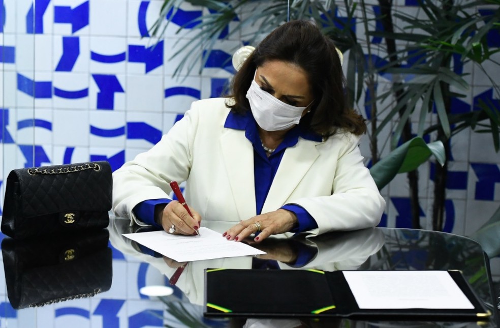 Eliane Nogueira assina termo de posse como senadora pelo Piauí — Foto: Jefferson Rudy/Agência Senado