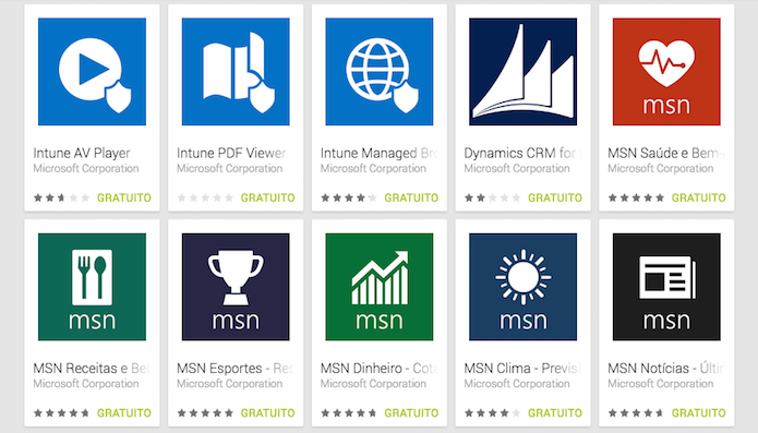 Apps da MSN juntam-se a outros já oferecidos pela Microsoft (Reprodução/Google Play)