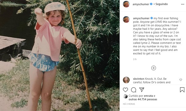 Amy Schumer revela que tem doença de Lyme (Foto: Reprodução/Instagram)