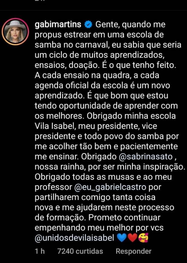 Gabi Martins rebate crítica de Solange Gomes (Foto: Reprodução/Instagram)