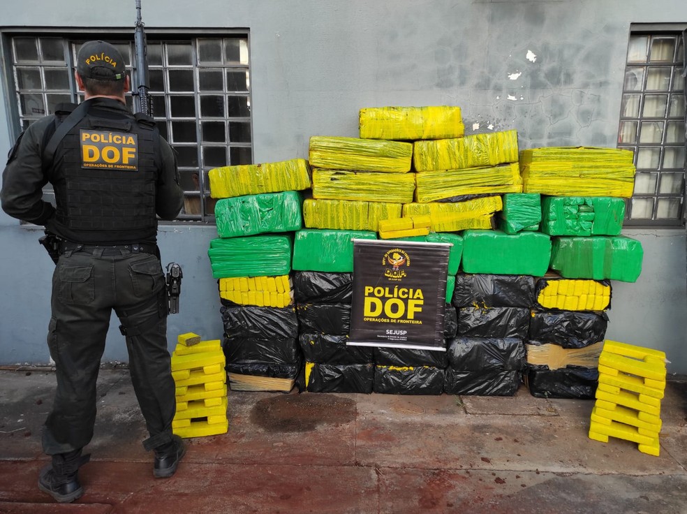 Droga apreendida em Paranhos (MS) — Foto: Divulgação/ DOF