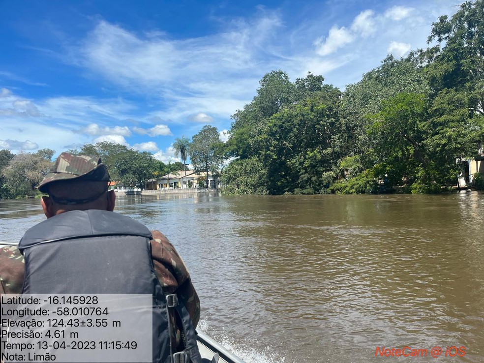 Comunidade Limão continua com área alagada após aumento do nível do Rio Jauru — Foto: Defesa Civil Municipal