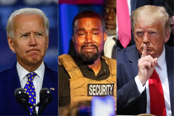 Joe Biden, Kanye West e Donald Trump (Foto: Getty Images / Twitter)