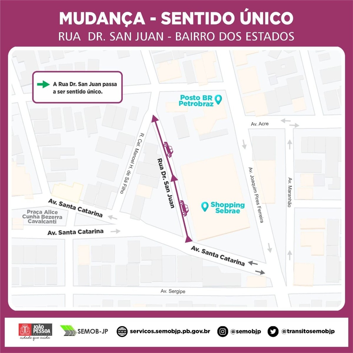 Trânsito no Bairro dos Estados sofre alteração a partir desta quintafeira, em João Pessoa