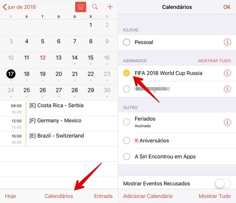Ativando ou desativando calendário (Foto: Reprodução/Helito Bijora)