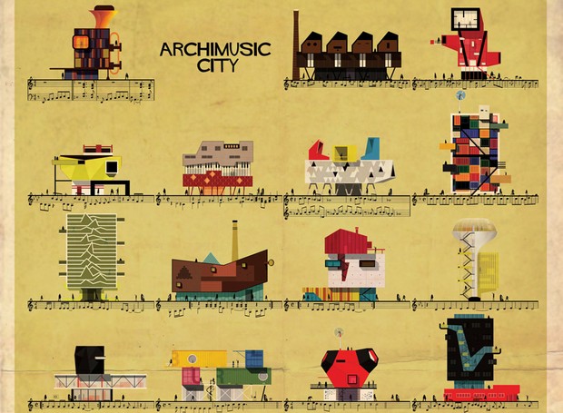 O projeto Archimusic, do italiano Federico Babina, traz representações arquitetônicas de bandas e roqueiros (Foto: Reprodução/FedericoBabina)
