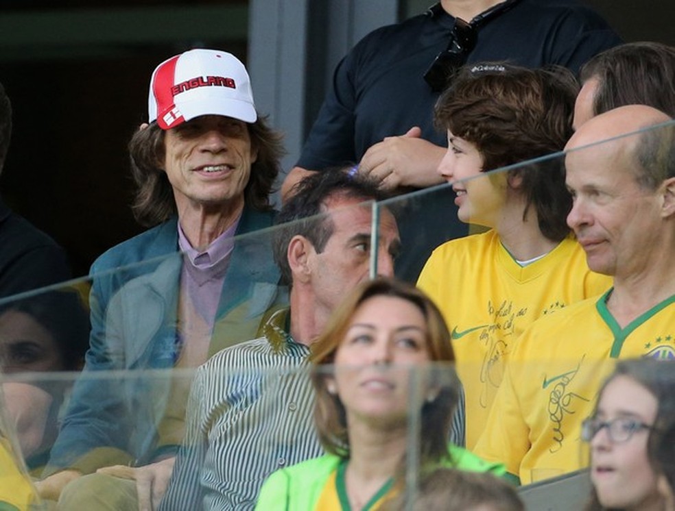 Mick Jagger acompanha jogo do Brasil contra a Alemanha no fatdico 7 a 1  Foto: Getty Images