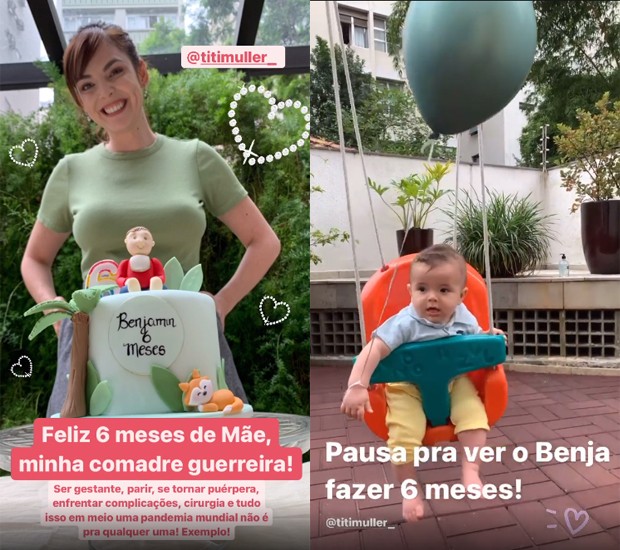 Benjamin, filho de Titi Müller e Tomás Bertoni, comemora os seis meses (Foto: Reprodução/Instagram)