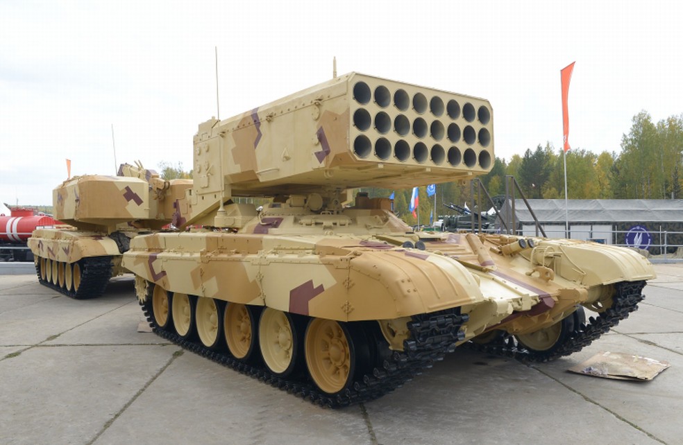 "TOS-1A", sistema de lança-chamas russo designado para servir de suporte para a infantaria do país — Foto: Divulgação/Rosoboronexport