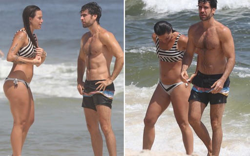 Marcos Pitombo curte dia de praia com a irmã no Rio; fotos