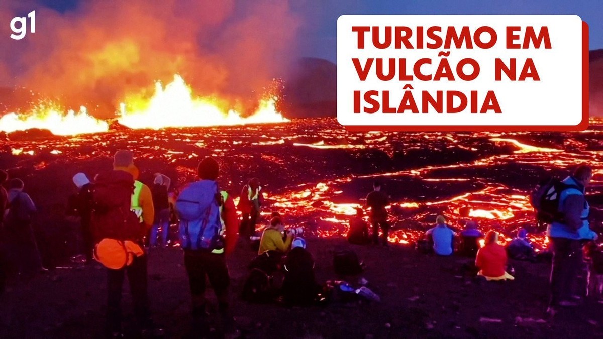 VÍDEO: Turistas assistem à 'espetáculo' de vulcão na Islândia