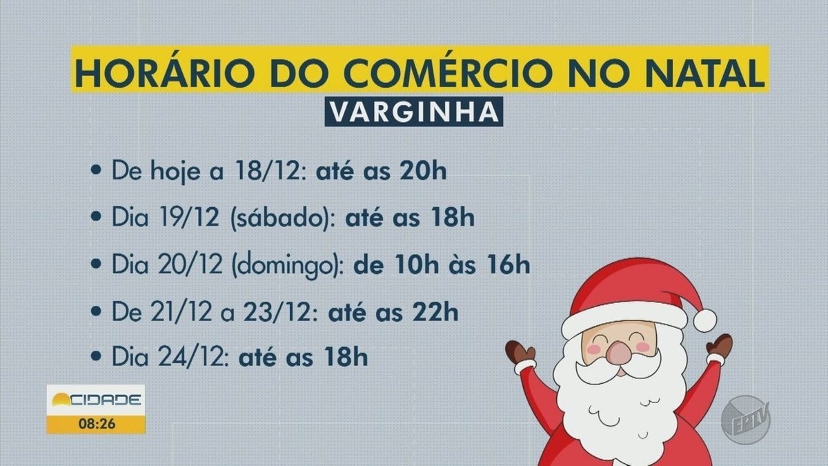 Horário especial de Natal tem início nesta terça-feira em Varginha, MG |  Sul de Minas | G1