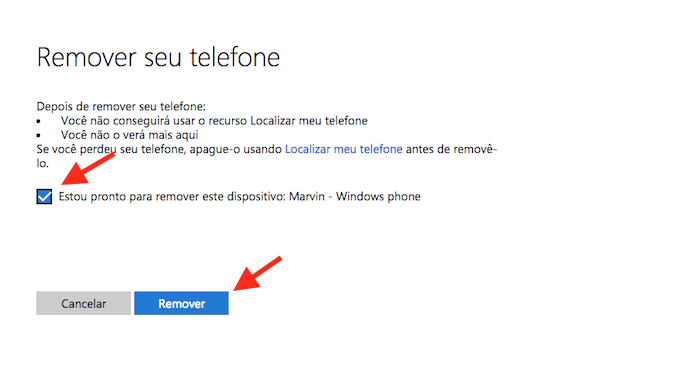 Removendo um dispositivo conectado com uma conta da Microsoft (Foto: Reprodução/Marvin Costa)