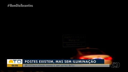 Trecho da BR-010 em Palmas está sem iluminação mesmo com trânsito intenso