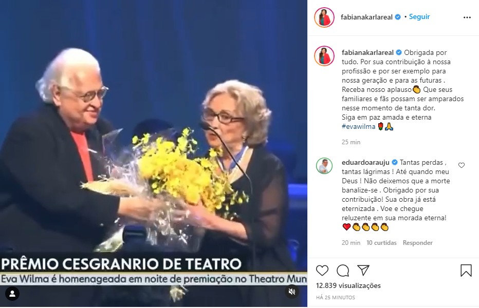 Fabiana Karla faz homenagem para Eva Wilma (Foto: Reprodução Instagram)
