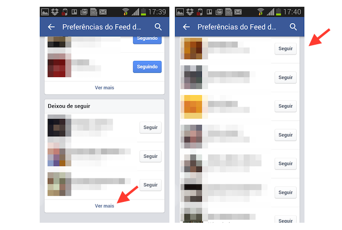 Visualizando a lista de contatos para seguir no Facebook para Android (Foto: Reprodução/Marvin Costa)