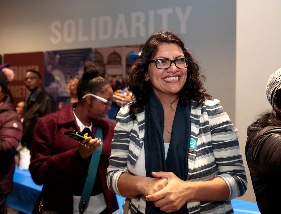 Rashida Tlaib, filha de palestinos, tenta uma vaga no Congresso dos EUA pelo 13º distrito de Michigan — Foto: Rebecca Cook/Reuters