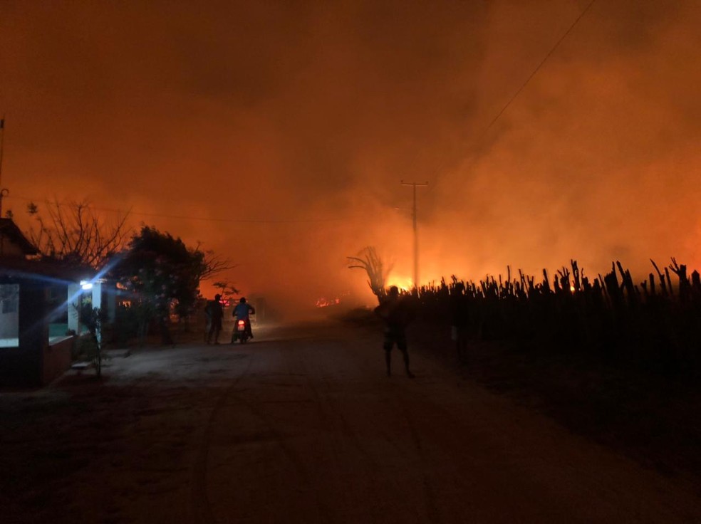 Incêndio em Banabuiú, no interior do Ceará. — Foto: Reprodução