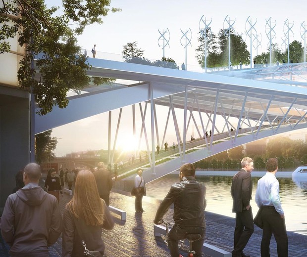 Paris pode ter 'ponte verde' com 3.500 m² de área verde para plantar alimentos sobre o Sena (Foto: Reprodução / Instagram @vincentcallebautarchitectures)