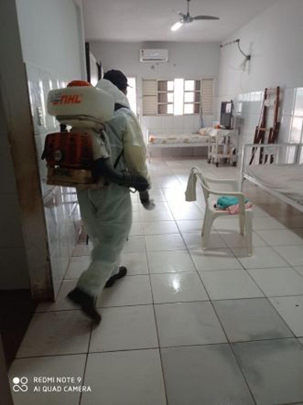 Abrigo Bom Jesus passa por desinfecção após casos de Covid-19 serem confirmados — Foto: Prefeitura de Cuiabá