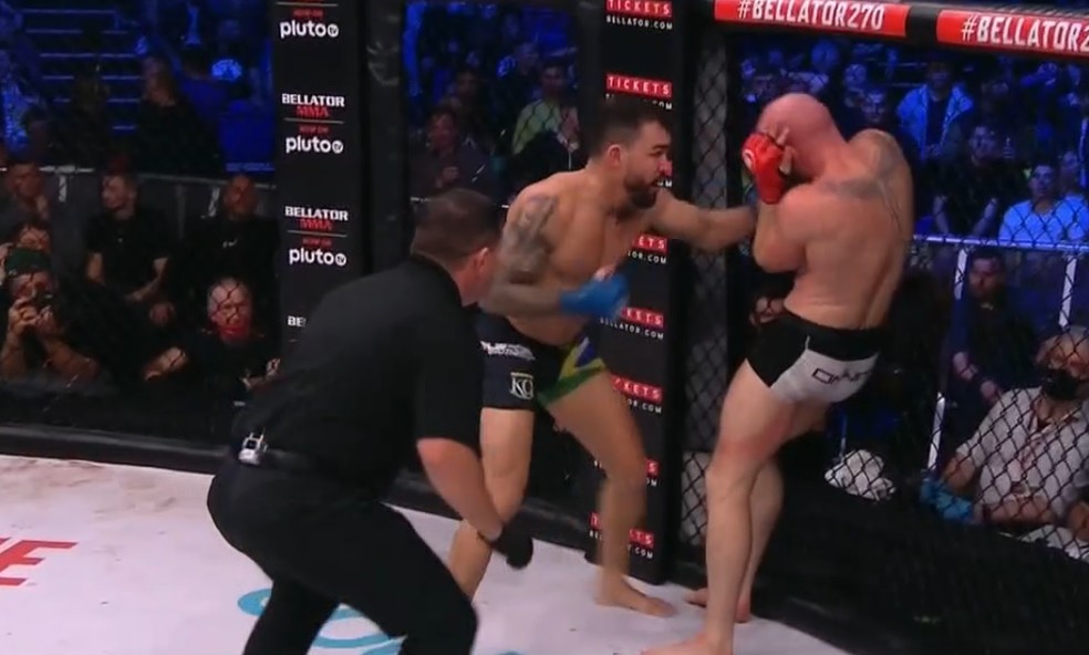 Patricky Pitbull se sagrou campeão peso-leve no Bellator 270 — Foto: Reprodução / FOX