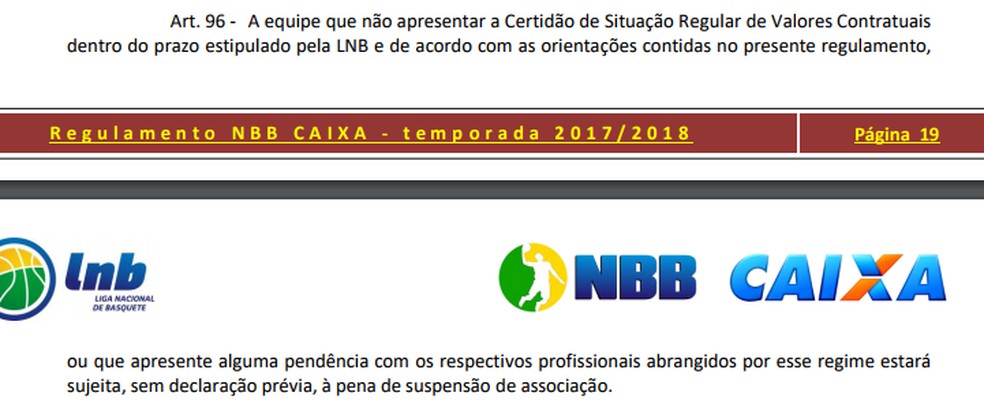 Regulamento do NBB não permite dívidas com atletas filiados ao final da temporada e pode até suspender a equipe.  (Foto: Reprodução)